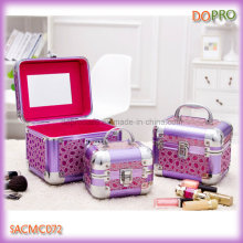 Красотка светя пурпуровая коробка ювелирных изделий алюминия алюминиевая с зеркалом (SACMC072)